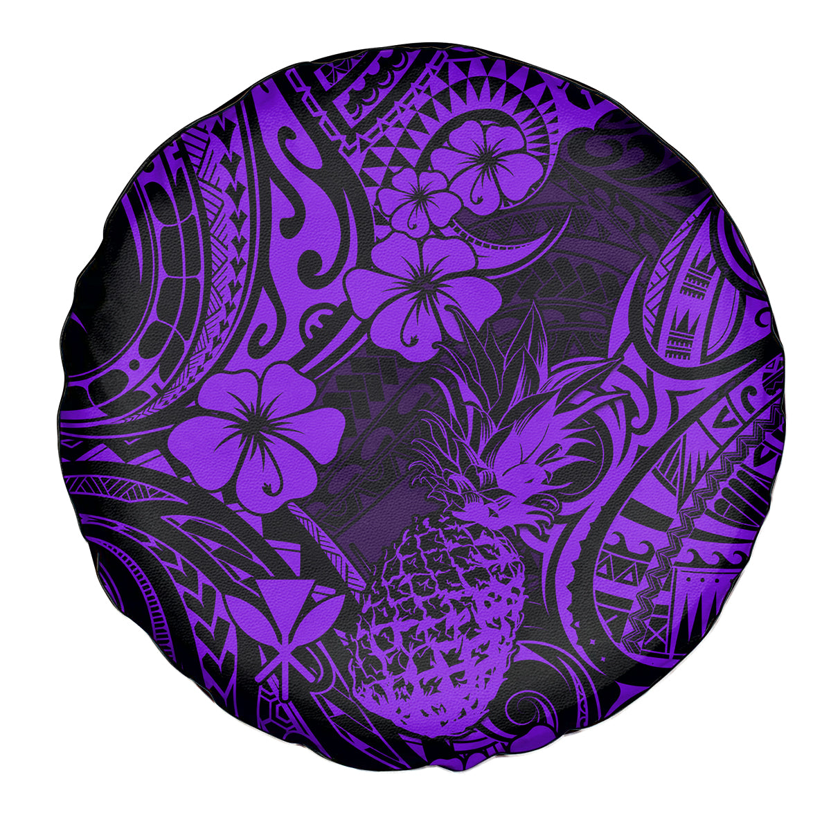 Hawaii Pineapple Spare Tire Cover Polynesian Pattern Purple Version - Wonder Print Shop