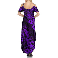 Hawaii Pineapple Summer Maxi Dress Polynesian Pattern Purple Version - Wonder Print Shop