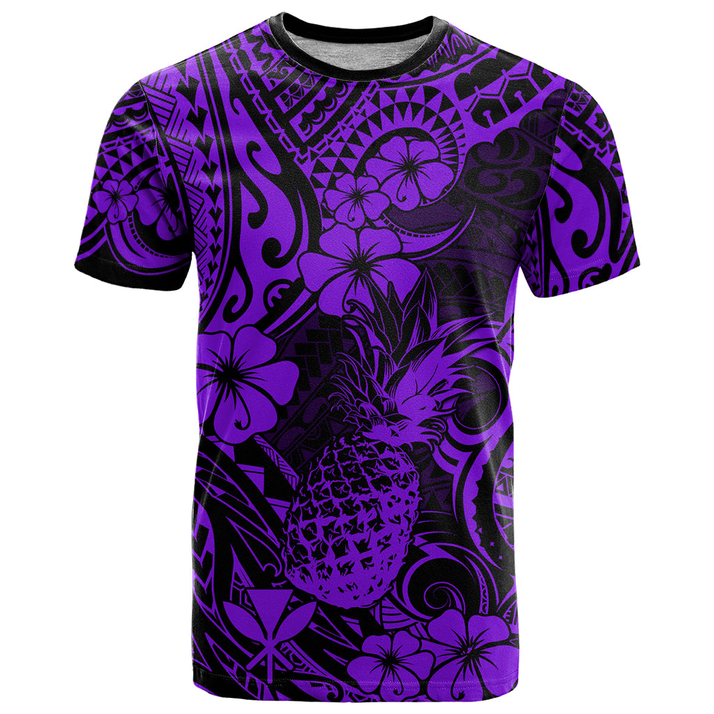 Hawaii Pineapple T Shirt Polynesian Pattern Purple Version - Wonder Print Shop
