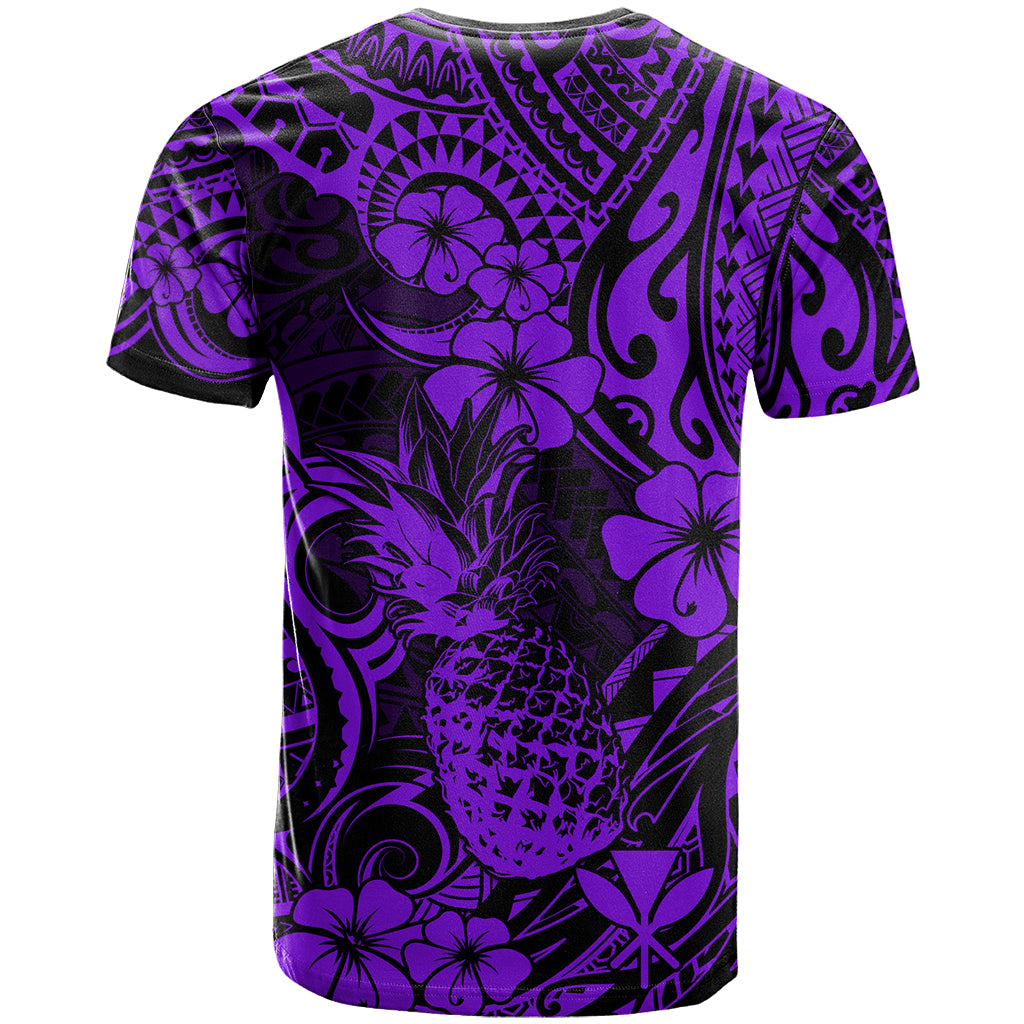 Hawaii Pineapple T Shirt Polynesian Pattern Purple Version - Wonder Print Shop