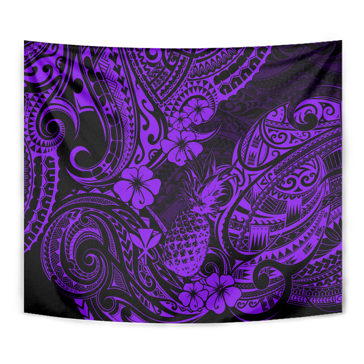 Hawaii Pineapple Tapestry Polynesian Pattern Purple Version - Wonder Print Shop