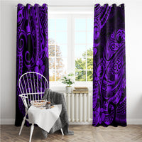 Hawaii Pineapple Window Curtain Polynesian Pattern Purple Version - Wonder Print Shop