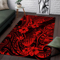 Hawaii Pineapple Area Rug Polynesian Pattern Red Version - Wonder Print Shop