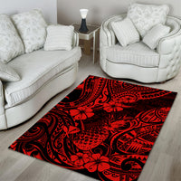 Hawaii Pineapple Area Rug Polynesian Pattern Red Version - Wonder Print Shop