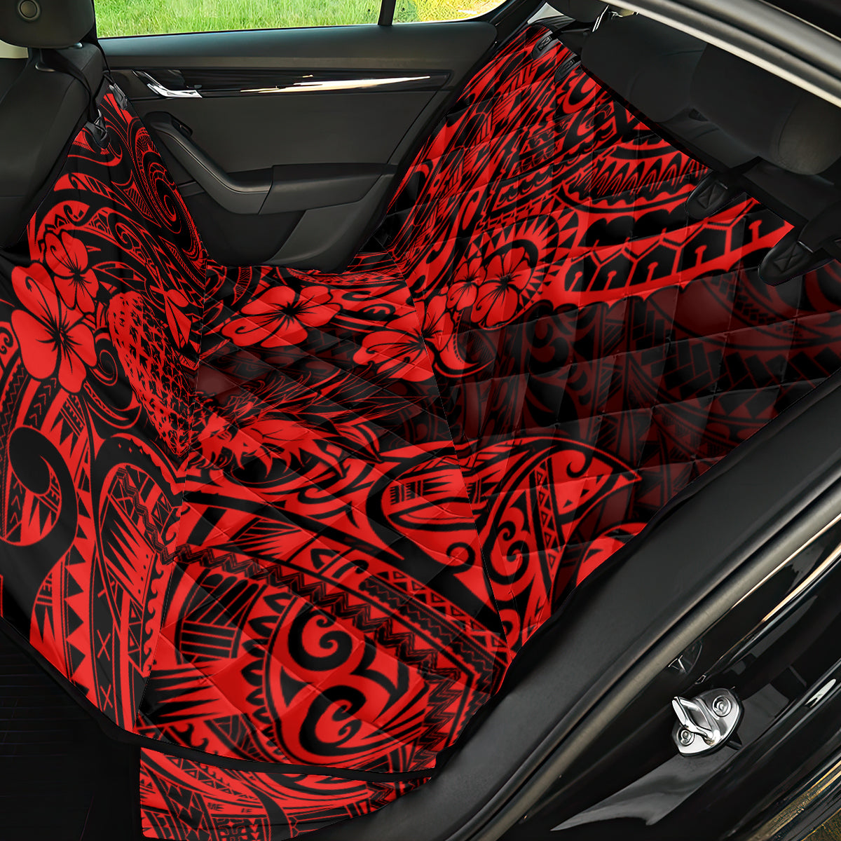 Hawaii Pineapple Back Car Seat Cover Polynesian Pattern Red Version - Wonder Print Shop