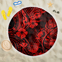 Hawaii Pineapple Beach Blanket Polynesian Pattern Red Version - Wonder Print Shop