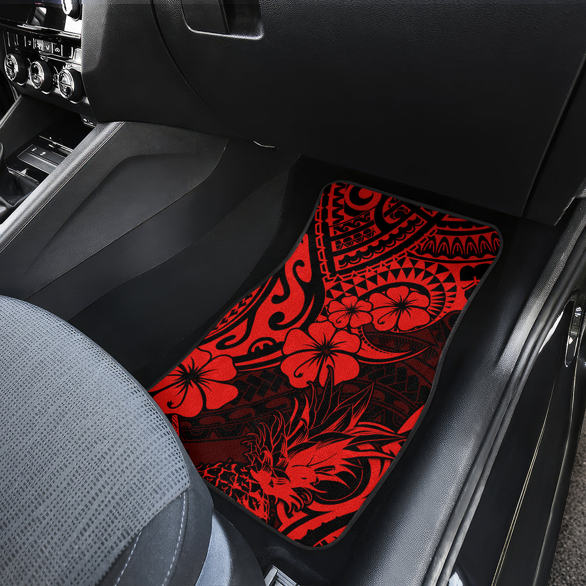 Hawaii Pineapple Car Mats Polynesian Pattern Red Version - Wonder Print Shop