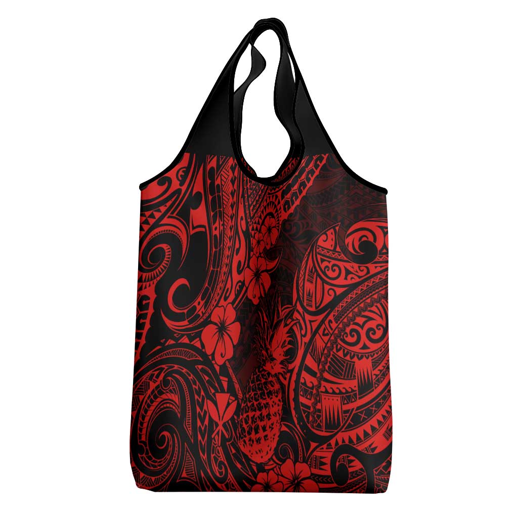 Hawaii Pineapple Grocery Bag Polynesian Pattern Red Version