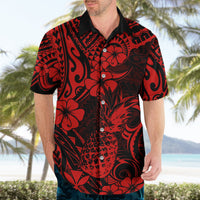 Hawaii Pineapple Hawaiian Shirt Polynesian Pattern Red Version - Wonder Print Shop
