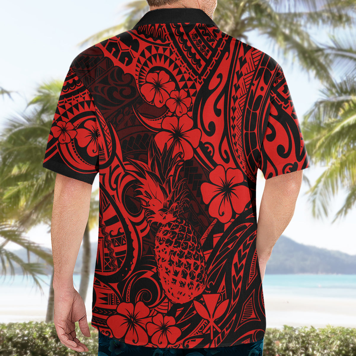 Hawaii Pineapple Hawaiian Shirt Polynesian Pattern Red Version - Wonder Print Shop