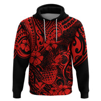 Hawaii Pineapple Hoodie Polynesian Pattern Red Version - Wonder Print Shop