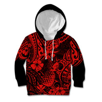 Hawaii Pineapple Kid Hoodie Polynesian Pattern Red Version - Wonder Print Shop