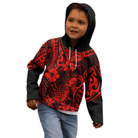 Hawaii Pineapple Kid Hoodie Polynesian Pattern Red Version - Wonder Print Shop