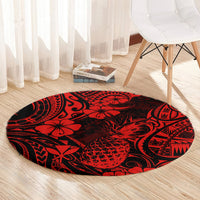 hawaii-pineapple-round-carpet-polynesian-pattern-red-version