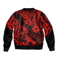Hawaii Pineapple Sleeve Zip Bomber Jacket Polynesian Pattern Red Version - Wonder Print Shop