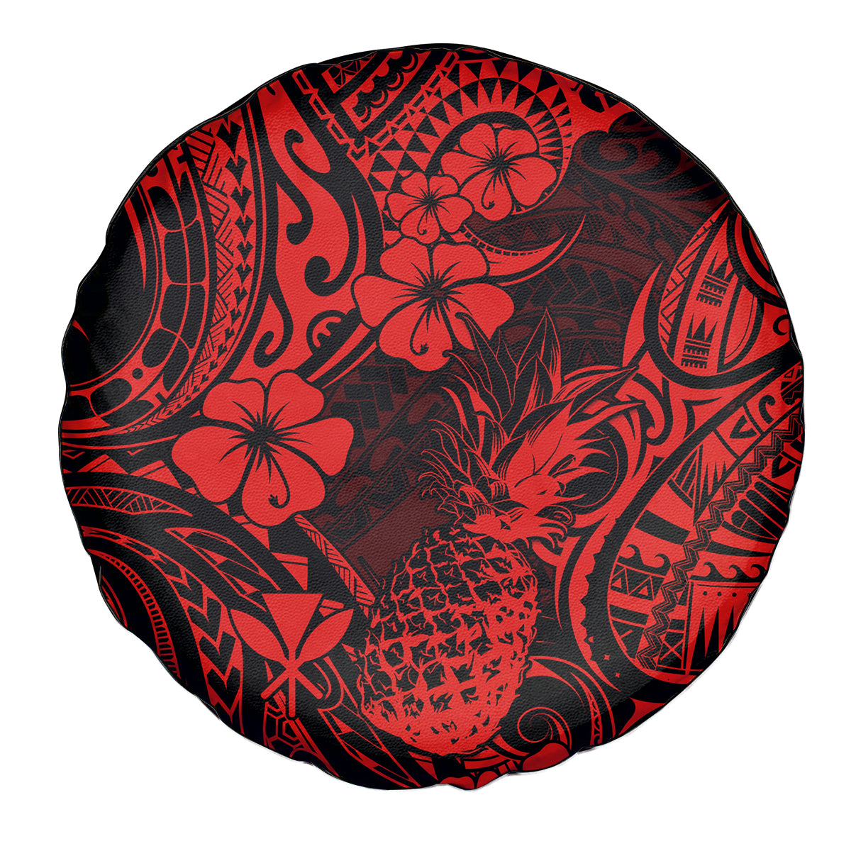 Hawaii Pineapple Spare Tire Cover Polynesian Pattern Red Version - Wonder Print Shop