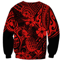 Hawaii Pineapple Sweatshirt Polynesian Pattern Red Version - Wonder Print Shop