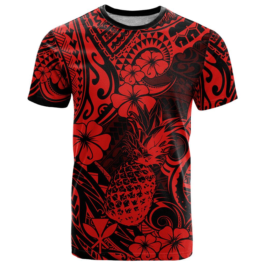 Hawaii Pineapple T Shirt Polynesian Pattern Red Version - Wonder Print Shop