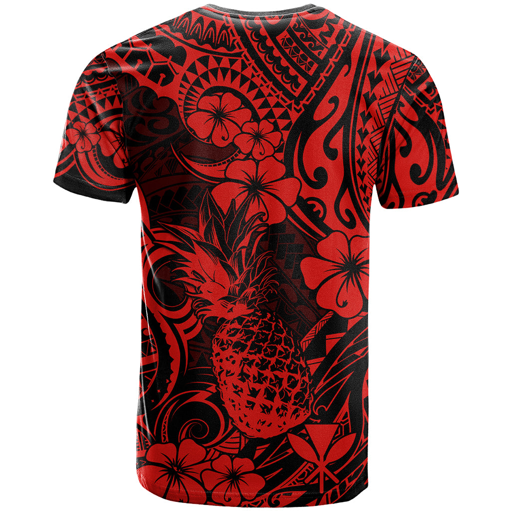 Hawaii Pineapple T Shirt Polynesian Pattern Red Version - Wonder Print Shop