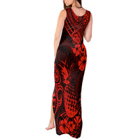 Hawaii Pineapple Tank Maxi Dress Polynesian Pattern Red Version - Wonder Print Shop