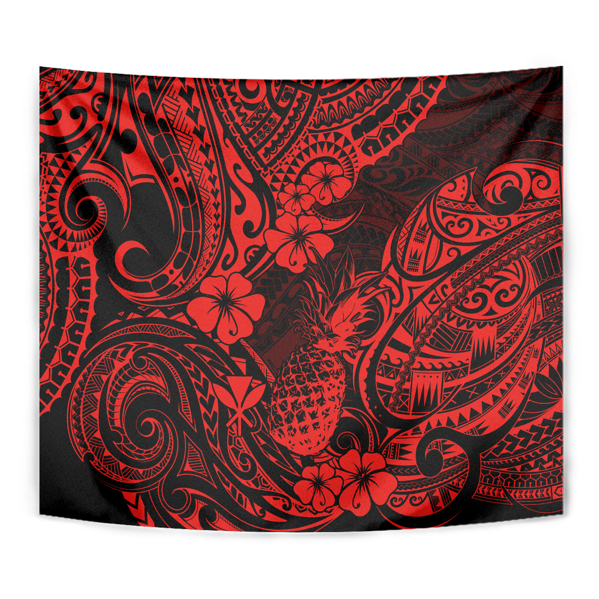 Hawaii Pineapple Tapestry Polynesian Pattern Red Version - Wonder Print Shop