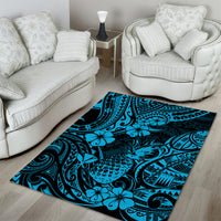 Hawaii Pineapple Area Rug Polynesian Pattern Sky Blue Version - Wonder Print Shop