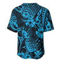Hawaii Pineapple Baseball Jersey Polynesian Pattern Sky Blue Version - Wonder Print Shop
