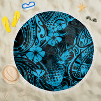 Hawaii Pineapple Beach Blanket Polynesian Pattern Sky Blue Version - Wonder Print Shop