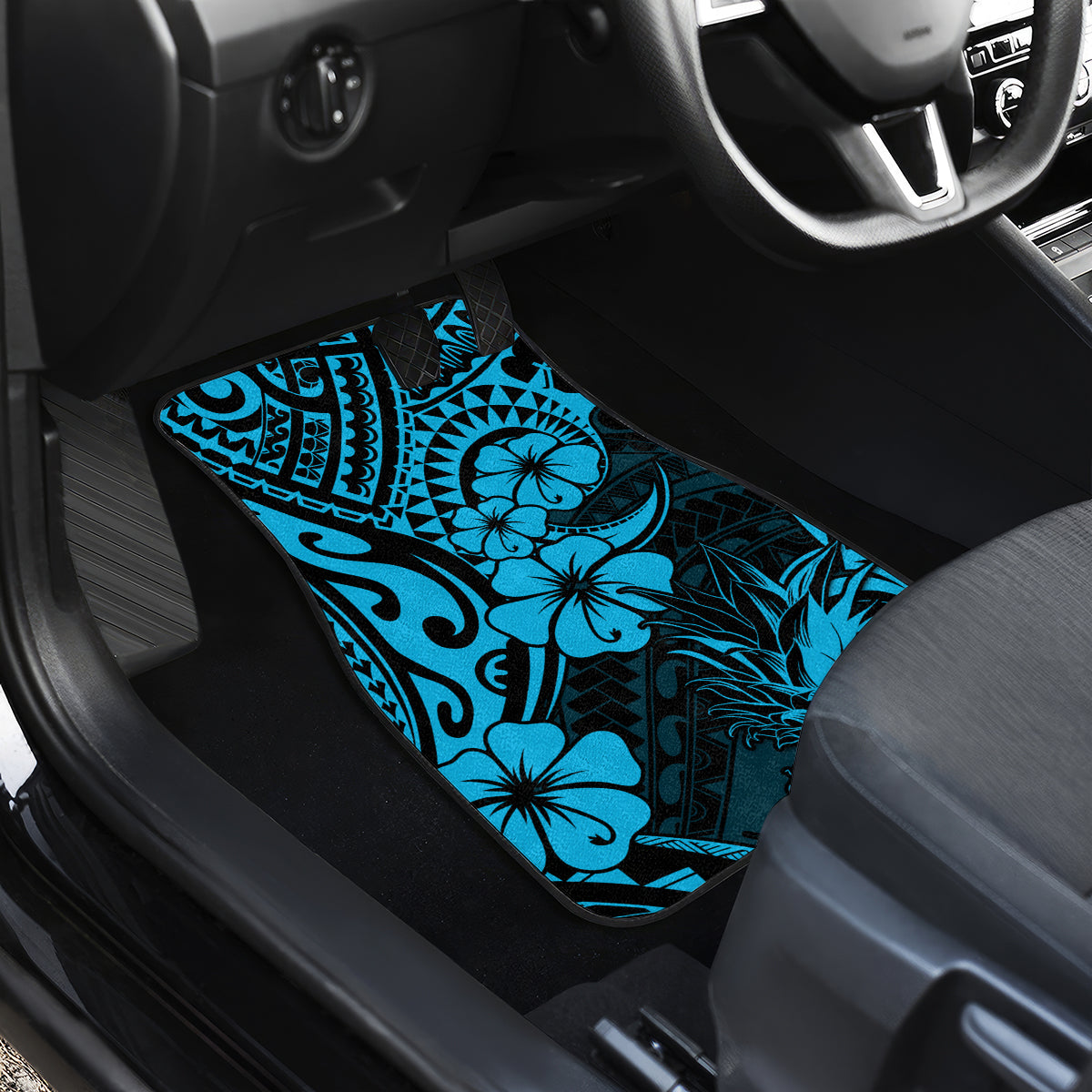Hawaii Pineapple Car Mats Polynesian Pattern Sky Blue Version - Wonder Print Shop