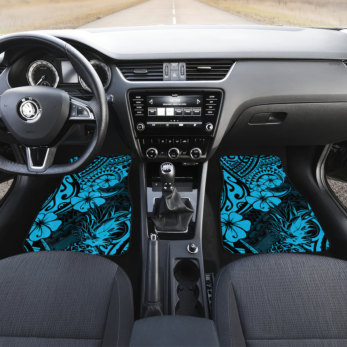 Hawaii Pineapple Car Mats Polynesian Pattern Sky Blue Version - Wonder Print Shop