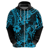 Hawaii Pineapple Hoodie Polynesian Pattern Sky Blue Version - Wonder Print Shop