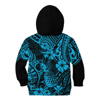 Hawaii Pineapple Kid Hoodie Polynesian Pattern Sky Blue Version - Wonder Print Shop