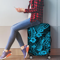 Hawaii Pineapple Luggage Cover Polynesian Pattern Sky Blue Version - Wonder Print Shop