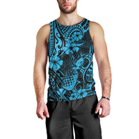 Hawaii Pineapple Men Tank Top Polynesian Pattern Sky Blue Version - Wonder Print Shop
