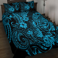 Hawaii Pineapple Quilt Bed Set Polynesian Pattern Sky Blue Version - Wonder Print Shop