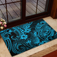Hawaii Pineapple Rubber Doormat Polynesian Pattern Sky Blue Version - Wonder Print Shop