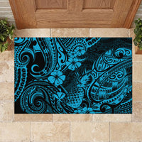 Hawaii Pineapple Rubber Doormat Polynesian Pattern Sky Blue Version - Wonder Print Shop