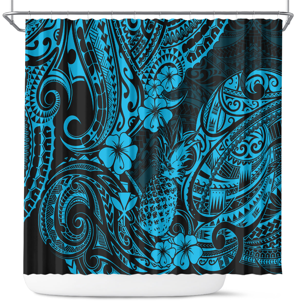 hawaii-pineapple-shower-curtain-polynesian-pattern-sky-blue-version