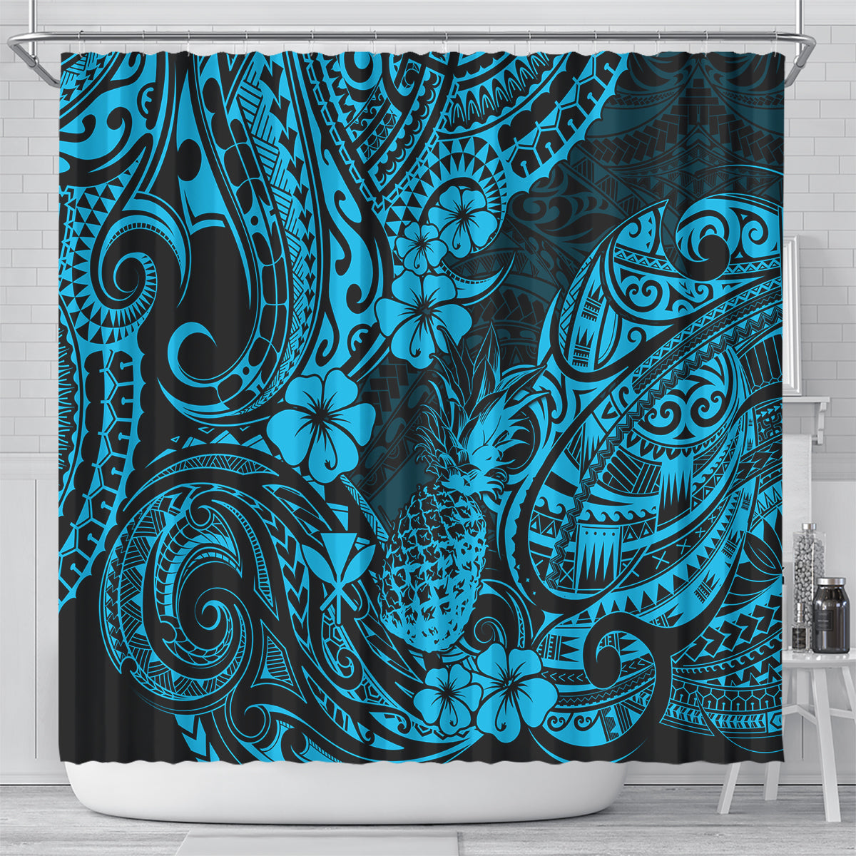 hawaii-pineapple-shower-curtain-polynesian-pattern-sky-blue-version