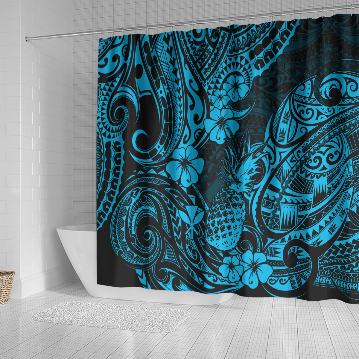 hawaii-pineapple-shower-curtain-polynesian-pattern-sky-blue-version