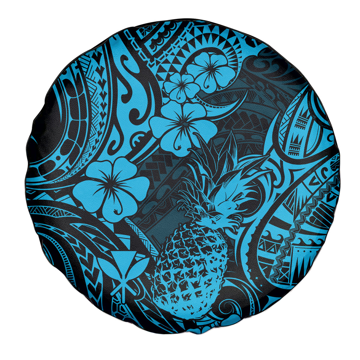 Hawaii Pineapple Spare Tire Cover Polynesian Pattern Sky Blue Version - Wonder Print Shop