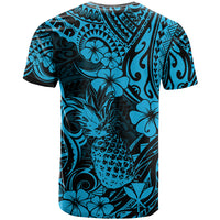 Hawaii Pineapple T Shirt Polynesian Pattern Sky Blue Version - Wonder Print Shop