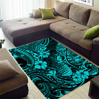Hawaii Pineapple Area Rug Polynesian Pattern Turquoise Version - Wonder Print Shop