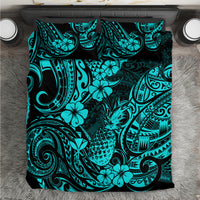 Hawaii Pineapple Bedding Set Polynesian Pattern Turquoise Version - Wonder Print Shop