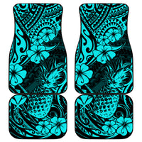Hawaii Pineapple Car Mats Polynesian Pattern Turquoise Version - Wonder Print Shop