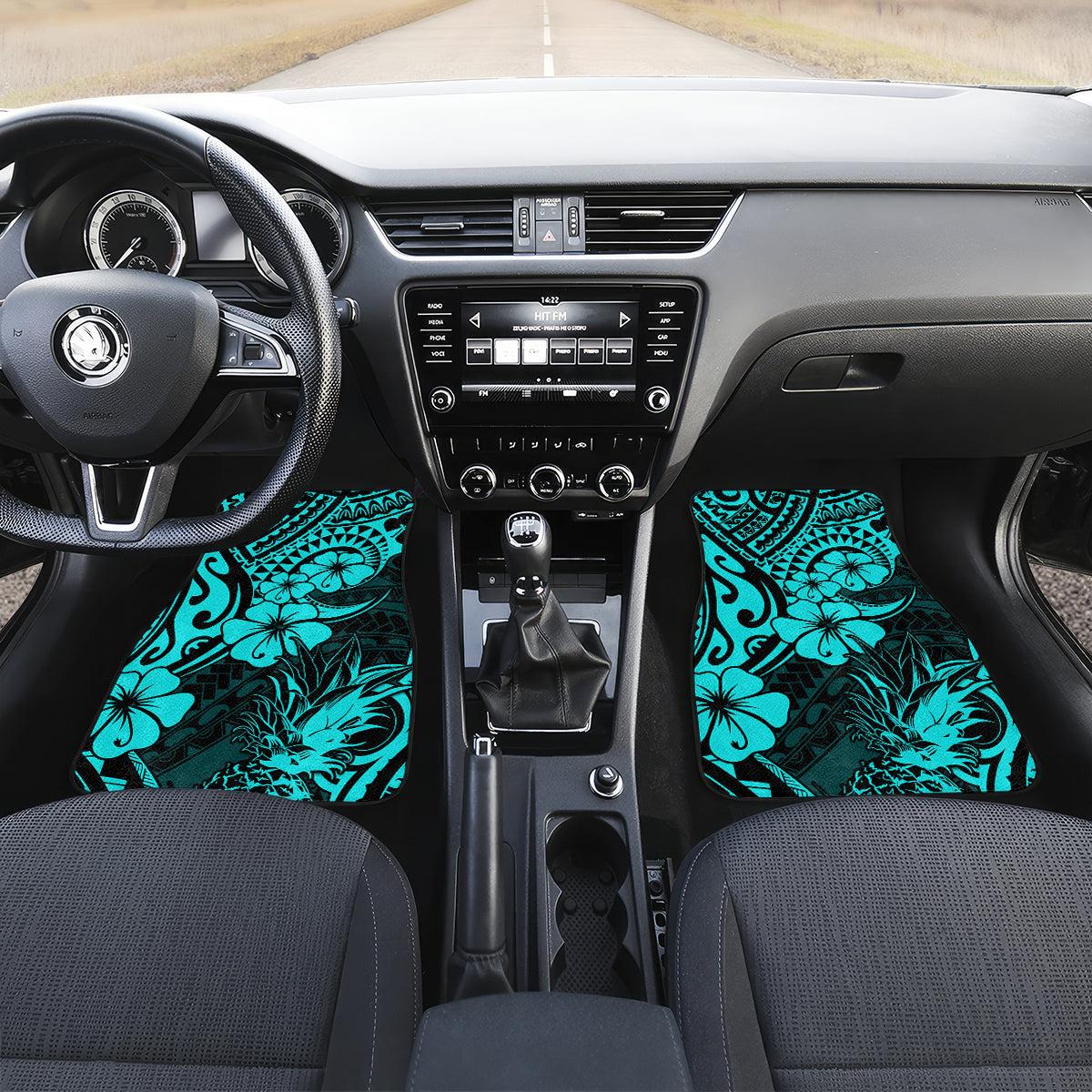 Hawaii Pineapple Car Mats Polynesian Pattern Turquoise Version - Wonder Print Shop