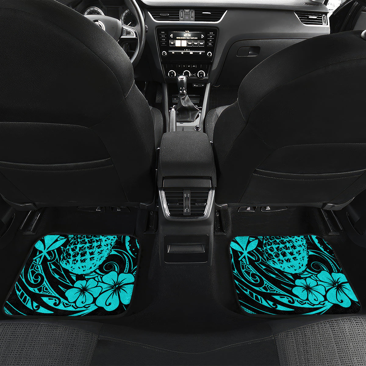 Hawaii Pineapple Car Mats Polynesian Pattern Turquoise Version - Wonder Print Shop