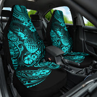 Hawaii Pineapple Car Seat Cover Polynesian Pattern Turquoise Version - Wonder Print Shop