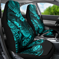 Hawaii Pineapple Car Seat Cover Polynesian Pattern Turquoise Version - Wonder Print Shop