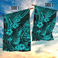 Hawaii Pineapple Garden Flag Polynesian Pattern Turquoise Version - Wonder Print Shop